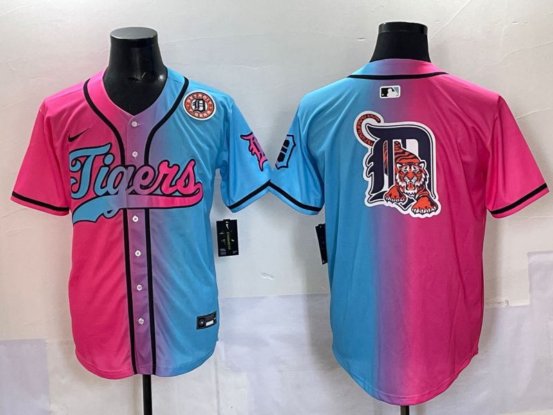 Men 2025 Detroit Tigers Blank Blue pink Game Nike MLB Jersey style 05->customized ncaa jersey->Custom Jersey